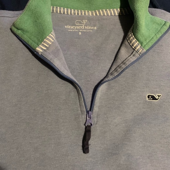 Vineyard Vines small Blue Boxy 1/4 zip pullover with Polo Collar - Picture 7 of 7